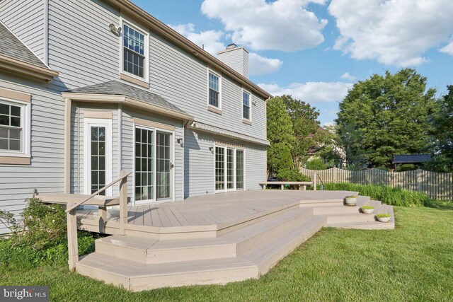 15 Horseshoe Dr, Mount Laurel, NJ 08054 - rear view of house featuring a wooden deck and a chimney