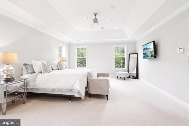 51 Farrier Ln, Newtown Square, PA 19073 - bedroom featuring a raised ceiling, multiple windows, baseboards, carpet flooring, and recessed lighting