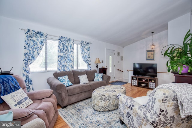 388 Monument Dr, Montross, VA 22520 - living room with wood finished floors and vaulted ceiling