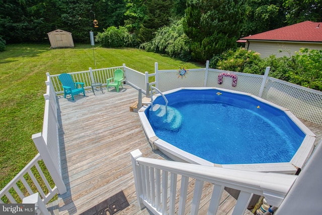 388 Monument Dr, Montross, VA 22520 - view of pool featuring a wooden deck and a yard