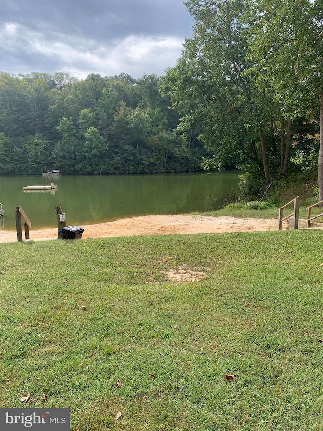 388 Monument Dr, Montross, VA 22520 - view of green lawn featuring a water view and a forest view