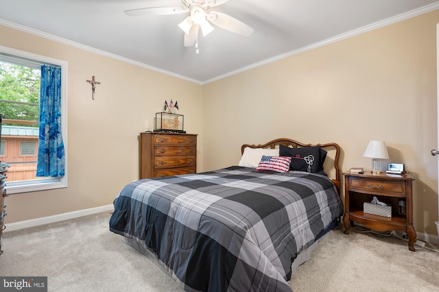 328 W Bay Front Rd, Lothian, MD 20711 - bedroom with carpet flooring, crown molding, baseboards, and a ceiling fan