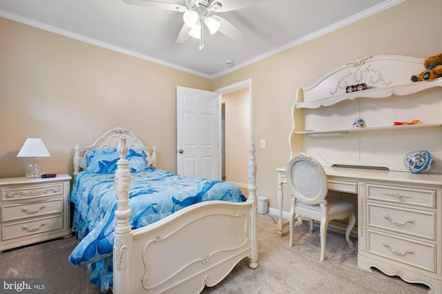 328 W Bay Front Rd, Lothian, MD 20711 - bedroom featuring carpet floors, crown molding, an office area, baseboards, and a ceiling fan