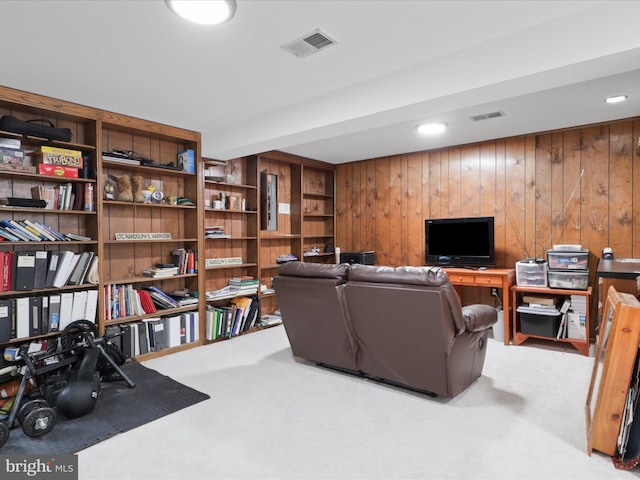 5281 Navaho Dr, Alexandria, VA 22312 - living room with carpet flooring and wood walls