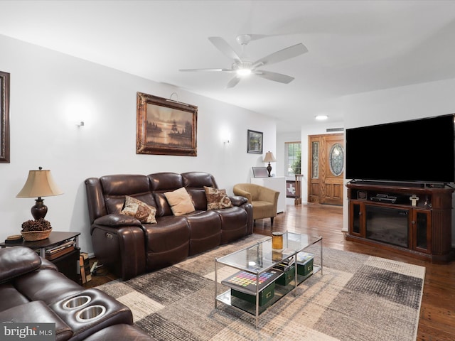 5281 Navaho Dr, Alexandria, VA 22312 - living room featuring wood finished floors and ceiling fan