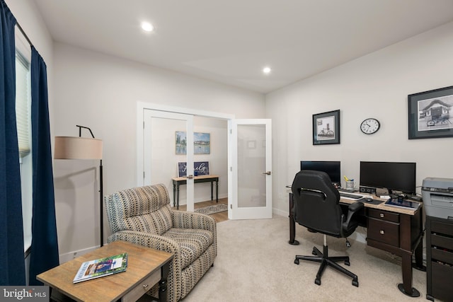 30366 Indigo Way, Georgetown, DE 19947 - office featuring french doors, recessed lighting, light colored carpet, and baseboards