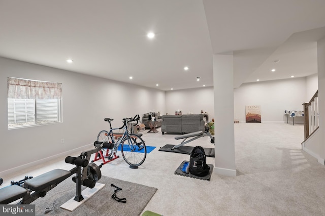 30366 Indigo Way, Georgetown, DE 19947 - exercise area with recessed lighting, carpet floors, and baseboards