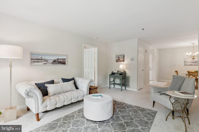 803 Coxswain Way Unit 107, Annapolis, MD 21401 - carpeted living area featuring a chandelier and baseboards