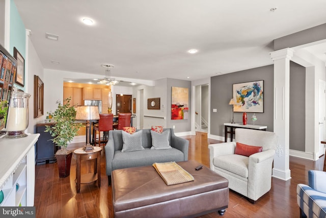 1418 N Rhodes St Unit B105, Arlington, VA 22209 - living room featuring dark wood-style flooring, recessed lighting, baseboards, and stairs