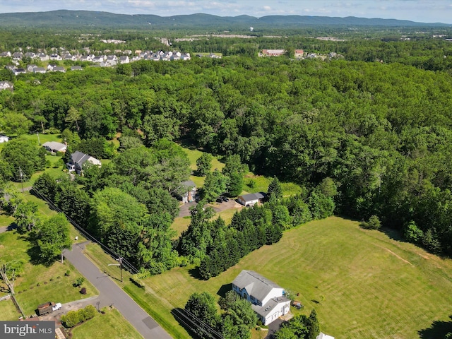 aerial view of property's location with a heavily wooded area