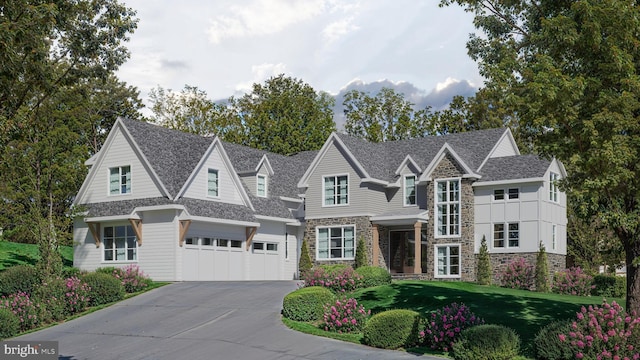 29 Sandringham Rd, Bala Cynwyd, PA 19004 - view of front of home featuring stone siding, driveway, a front lawn, and a shingled roof