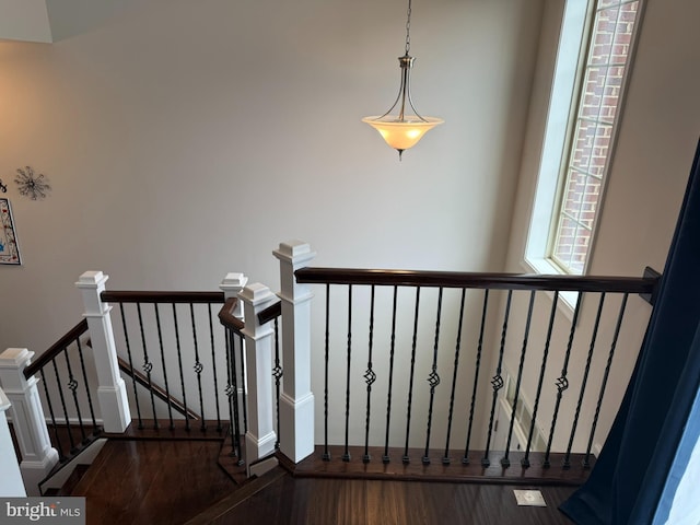 staircase with wood finished floors