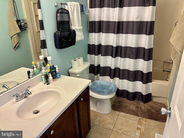 226 Smallwood Ct, West Chester, PA 19380 - bathroom with toilet, vanity, shower / bathtub combination with curtain, and tile patterned floors
