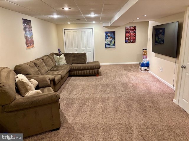 226 Smallwood Ct, West Chester, PA 19380 - living area with carpet floors, baseboards, a drop ceiling, and recessed lighting