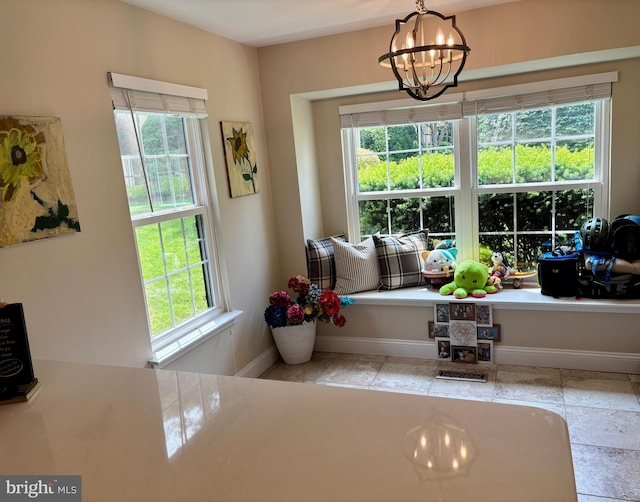 226 Smallwood Ct, West Chester, PA 19380 - living area with a chandelier and baseboards