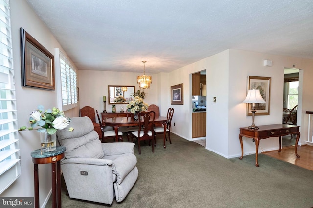 9520 Perry Brook Ct, Nottingham, MD 21236 - dining area with a chandelier, plenty of natural light, carpet, and baseboards