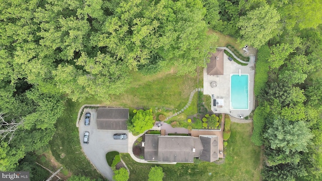 aerial view of a pool area