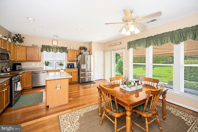 24 Smithfield Way, Fredericksburg, VA 22406 - dining room featuring plenty of natural light, light wood finished floors, recessed lighting, and ceiling fan