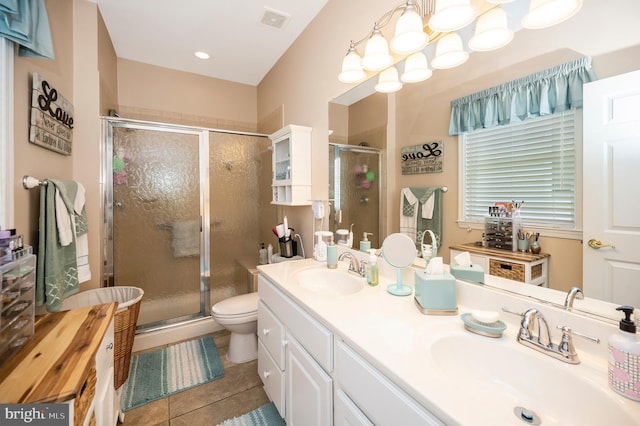 24 Smithfield Way, Fredericksburg, VA 22406 - bathroom with a stall shower, double vanity, and tile patterned floors