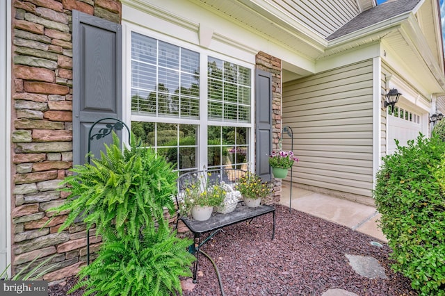 24 Smithfield Way, Fredericksburg, VA 22406 - entrance to property with a shingled roof and a garage