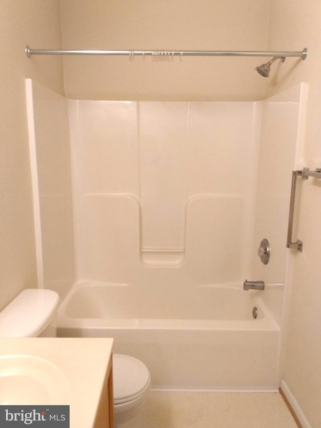 1372 Summerswood Dr, Saint Thomas, PA 17252 - bathroom with toilet, vanity,  shower combination, and baseboards