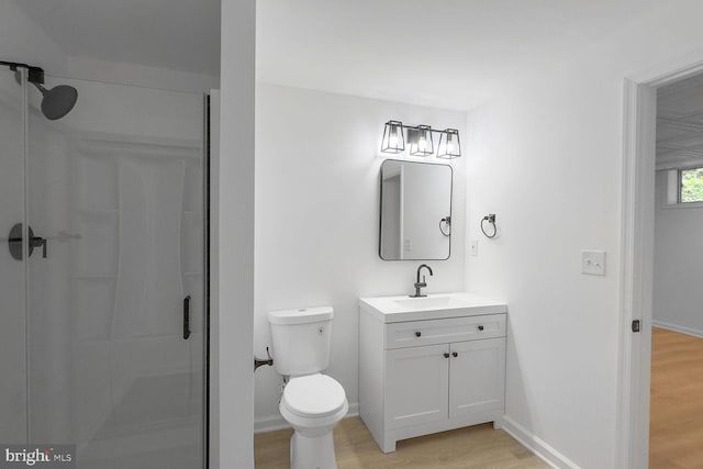 8916 Gladeside Dr, Clinton, MD 20735 - full bathroom with vanity, a shower stall, and wood finished floors