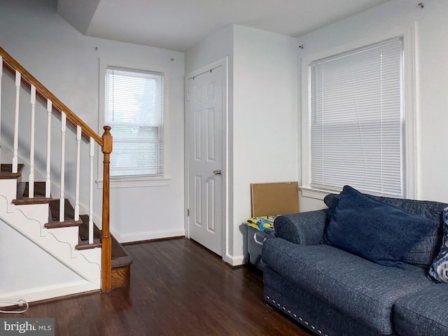 7020 Taylor Ter, Hyattsville, MD 20784 - sitting room with wood finished floors, baseboards, and stairs