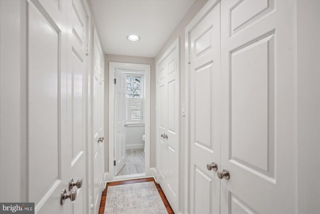 300 S Columbus St, Alexandria, VA 22314 - hall featuring baseboards, dark wood finished floors, and recessed lighting