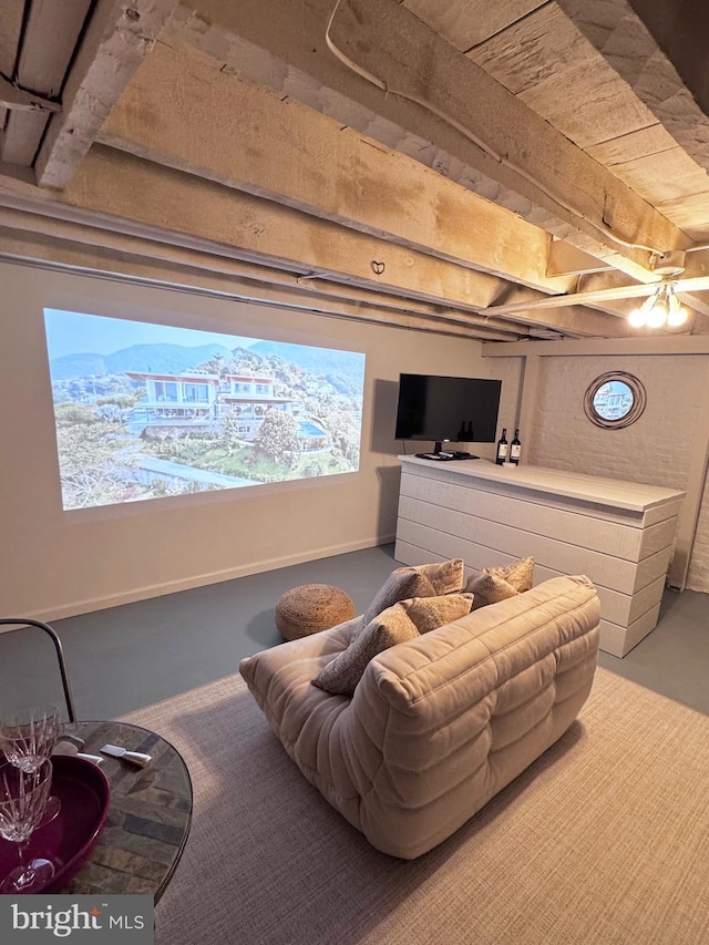 300 S Columbus St, Alexandria, VA 22314 - cinema room featuring beamed ceiling