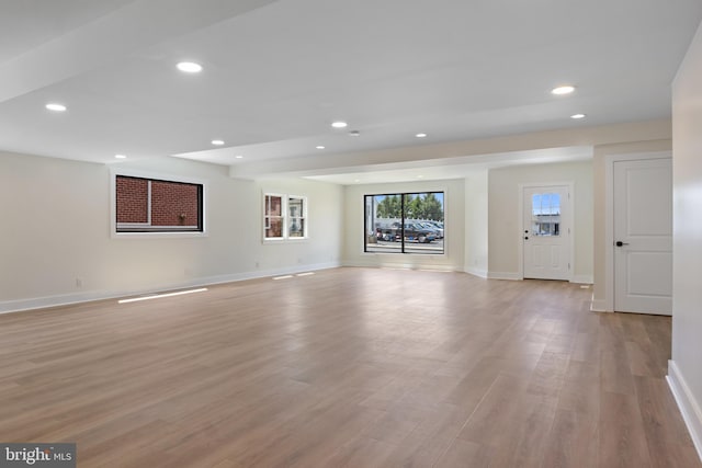 555 Carlisle St, Hanover, PA 17331 - unfurnished living room featuring light wood finished floors, baseboards, and recessed lighting