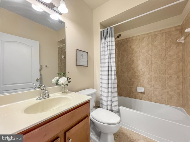 9712 Handerson Pl Unit 306, Manassas Park, VA 20111 - bathroom with toilet, vanity, tile patterned floors, and shower / bath combo with shower curtain