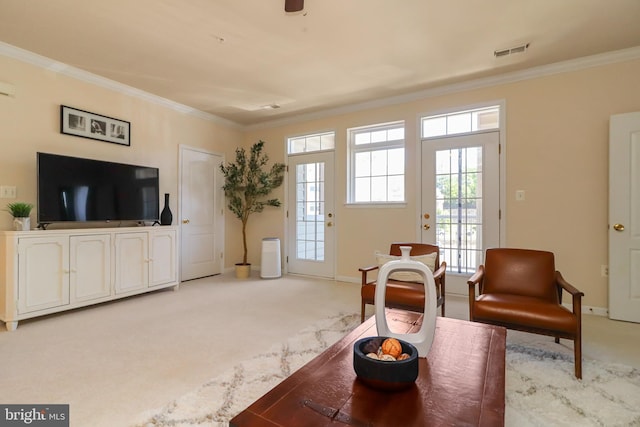 9712 Handerson Pl Unit 306, Manassas Park, VA 20111 - living room featuring carpet flooring, ornamental molding, and baseboards
