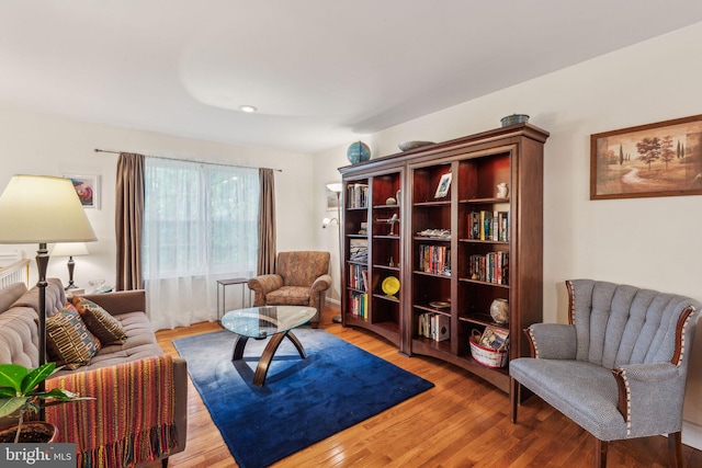 living area with wood finished floors