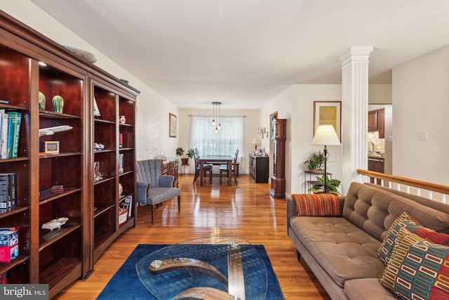 living area with light wood-style flooring