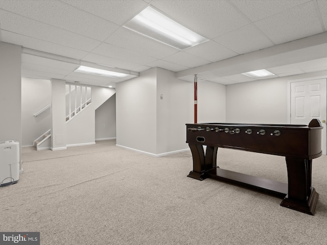 10205 Scaggsville Rd, Laurel, MD 20723 - game room with carpet, a drop ceiling, and baseboards