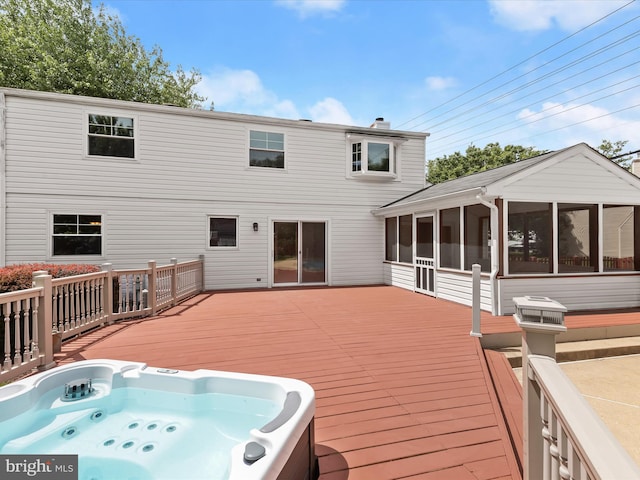 10205 Scaggsville Rd, Laurel, MD 20723 - deck featuring a sunroom and a hot tub