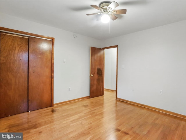 233 Molden Dr, Winchester, VA 22601 - unfurnished bedroom with light wood-type flooring, baseboards, a closet, and ceiling fan