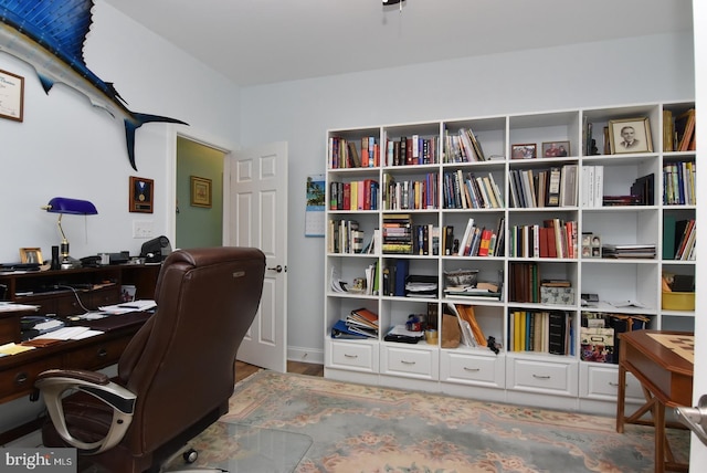 home office featuring wood finished floors