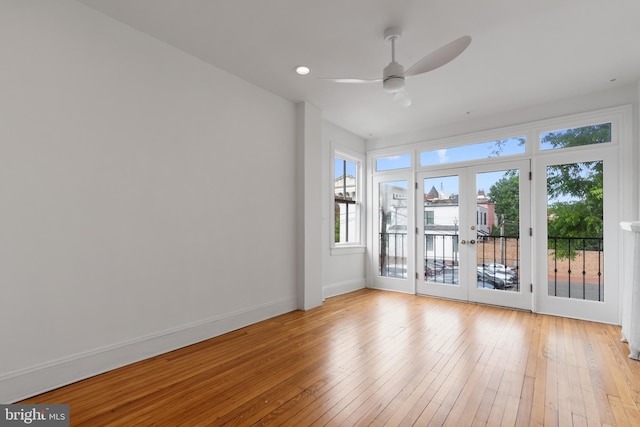 108 3rd St NE, Washington, DC 20002 - spare room with french doors, ceiling fan, light wood finished floors, and recessed lighting