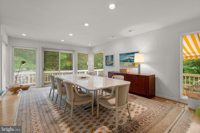 17810 Pond Rd, Ashton, MD 20861 - dining area featuring light wood-style floors, recessed lighting, and baseboards