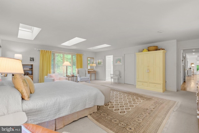 17810 Pond Rd, Ashton, MD 20861 - bedroom featuring a skylight and light carpet