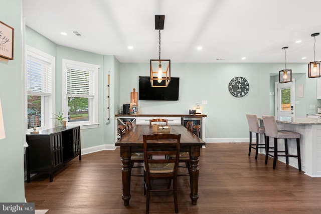 401 Woodland Ave, Glendora, NJ 08029 - dining room with baseboards, dark wood-style flooring, and recessed lighting
