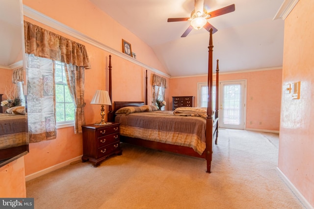 39 Holly Ln, Pilesgrove, NJ 08098 - bedroom with light colored carpet, access to outside, baseboards, and lofted ceiling