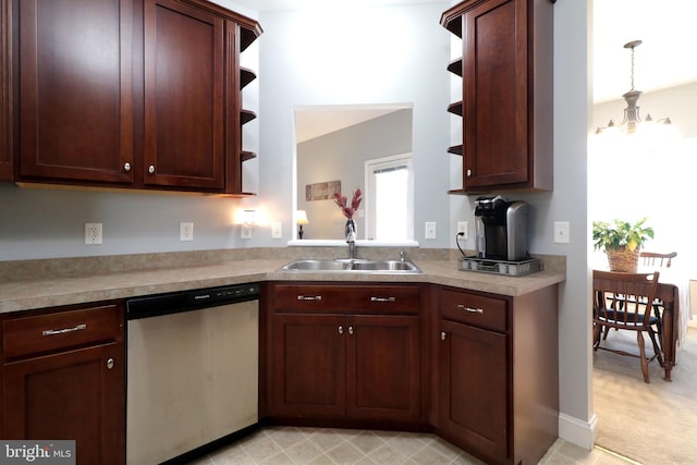 2408 Setter Run Ln, State College, PA 16801 - kitchen with dishwasher, open shelves, a sink, and light countertops