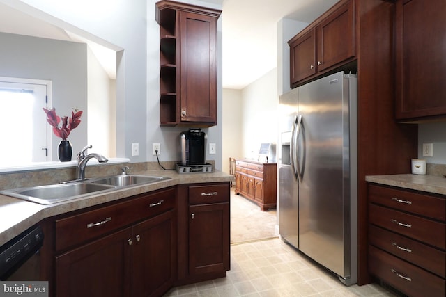 2408 Setter Run Ln, State College, PA 16801 - kitchen with stainless steel fridge with ice dispenser, a sink, open shelves, dishwasher, and light flooring