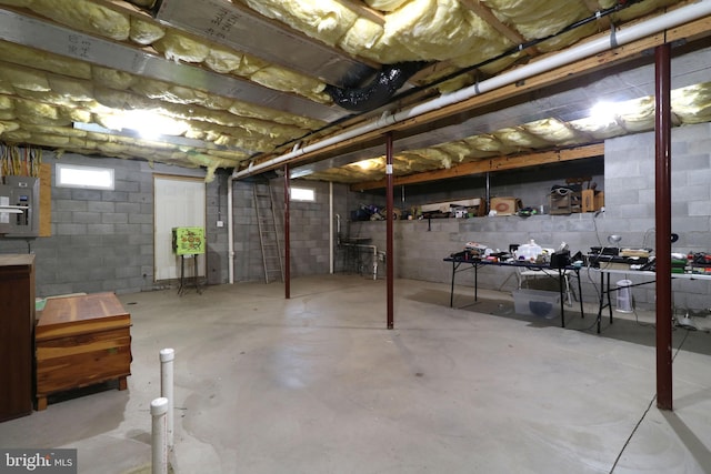2408 Setter Run Ln, State College, PA 16801 - unfinished basement featuring electric panel and concrete block wall