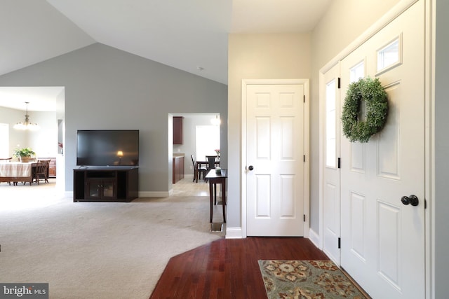 2408 Setter Run Ln, State College, PA 16801 - carpeted foyer with a chandelier, high vaulted ceiling, and wood finished floors