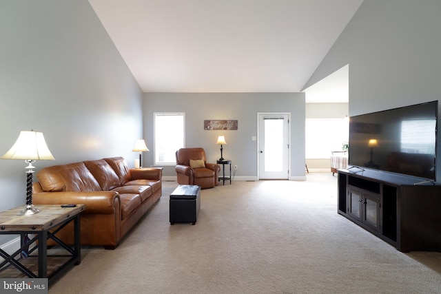 2408 Setter Run Ln, State College, PA 16801 - living room with lofted ceiling, light carpet, and baseboards