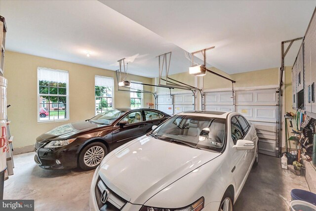garage with a garage door opener