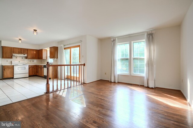 4001 Cedar Mills Rd, Randallstown, MD 21133 - unfurnished living room with healthy amount of natural light, light wood-style flooring, and baseboards